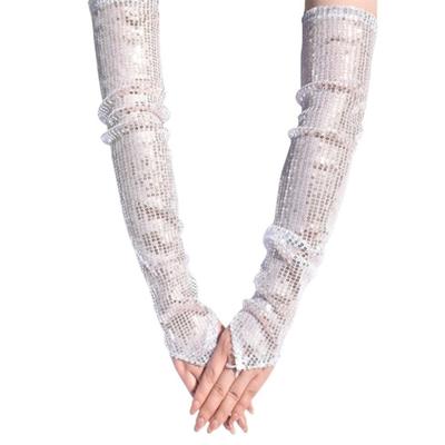 Sparkling Stage Gloves For Costume Celebrations Halloween Cosplay Fingerless Design Practical Lightweight Party Wear