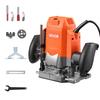 Wood Router, 1.6 HP 1200W, Variable Speed Router Tool with Soft Start, Compact Wood Edge Trimmer with Plunge Base