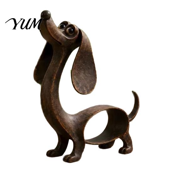 Backyard Metal Animal Statue Vintage Iron Dachshund Figurine, Cute Puppy Sculpture, Artistic Rustic Balcony Craft Dog for Outdoor Garden Indoor Table