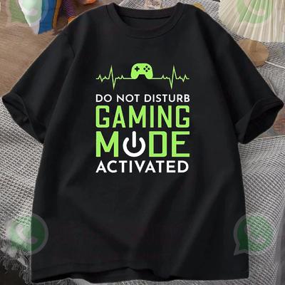 DO NOT DISTURB GAMING MODE ACTIVATED Summer Men's Tracksuit T-shirt with Letter Print Crew Neck