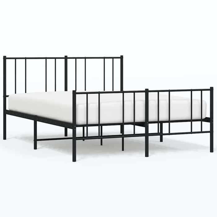 VidaXL Cadre de lit métal avec tête de lit-pied de lit noir 160x200 cm 352501