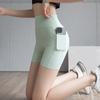Női JógShorts Lélegző Nagyszerű Rugalmasság Zsebek Varrásmentes Magas Derék Fitness Has Kontroll Vékonyító Hölgy Nyári Rövidnadrág Női Ruházat