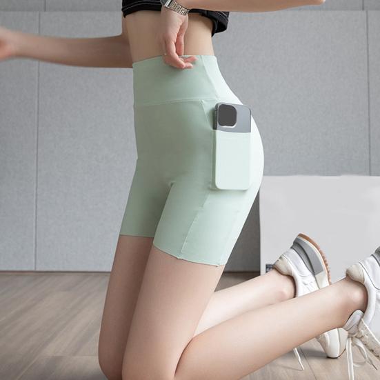 Női JógShorts Lélegző Nagyszerű Rugalmasság Zsebek Varrásmentes Magas Derék Fitness Has Kontroll Vékonyító Hölgy Nyári Rövidnadrág Női Ruházat