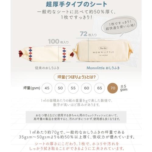 MomnLittle Baby Wipes, Thick, 72 Sheets X 10 Packs, Unscented, with Lid, Made with 99.4% Pure Water, Perfect for Hand and Mouth Wipes, Wet Wipes, and