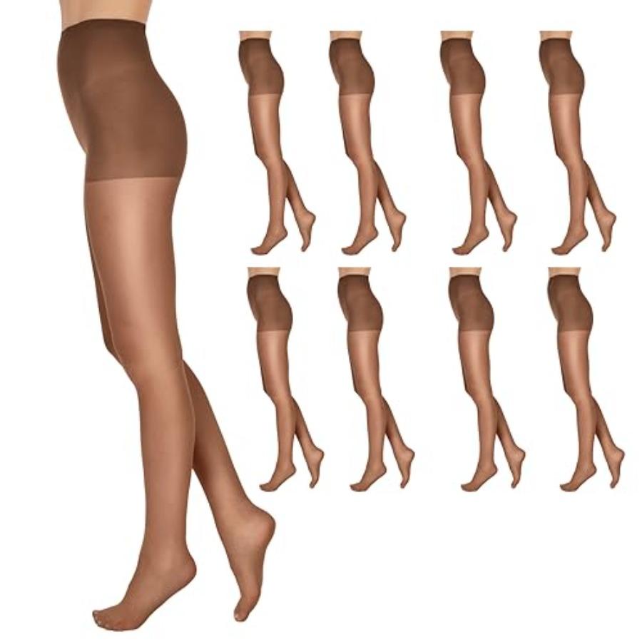 L'Eggs Everyday Damen Standard-Strumpfhose mit durchsichtiger Spitze für ganztägigen Komfort, 100% Nylon brown