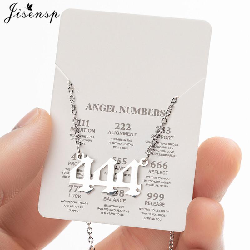 Stainless Steel Angel Number Lucky Numbers Necklaces 111 222 333 444 555 888 999 777 666 Pendant Necklace Charms Jewelry