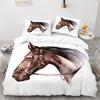3D Horse Duvet Cover King Queen Size White Running Horses Pattern Bedding Set For Kids Teens Adults Wild Animal Soft Quilt Cover