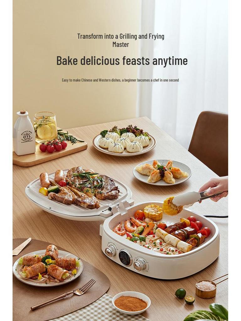 Yidepu Double-Sided Electric Pancake Maker with Large Deepened Griddle Plates