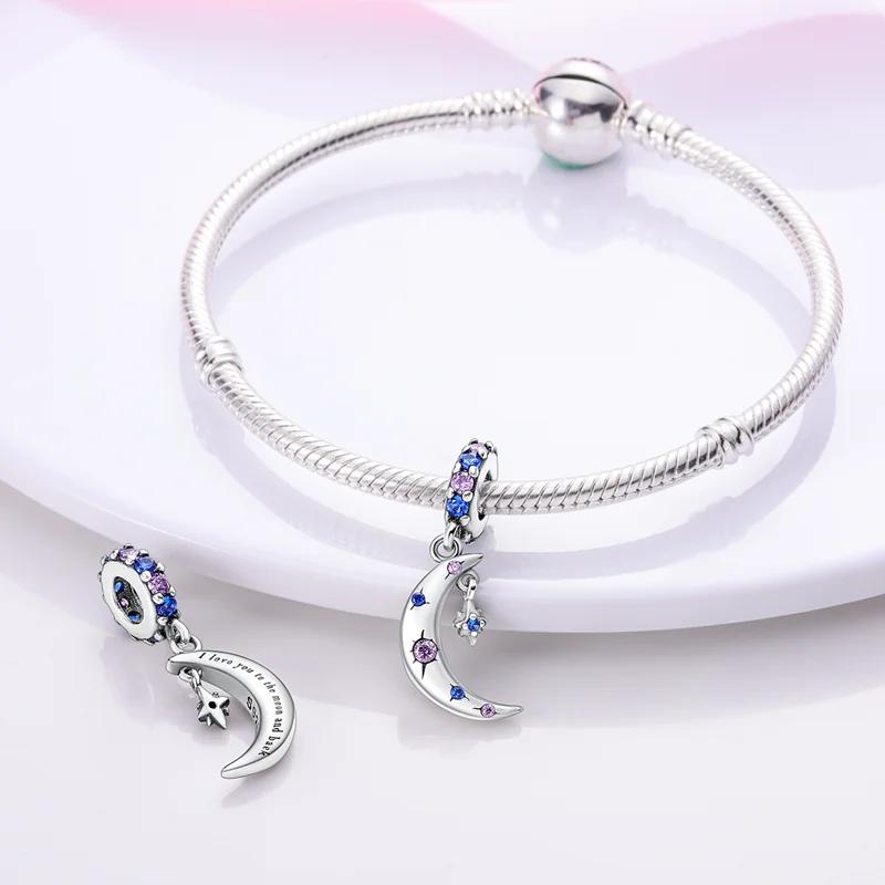 Charms Platablue And Purple Star And Moon Beads Fit Originalbracelets Charms For Women Jewelry Diy Making Gifts