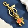 Handbag Decorative Accessory Halloween Cat Holding Pumpkin Keychain, Metal Car Key Ring Holder, Backpack Hanging Decor