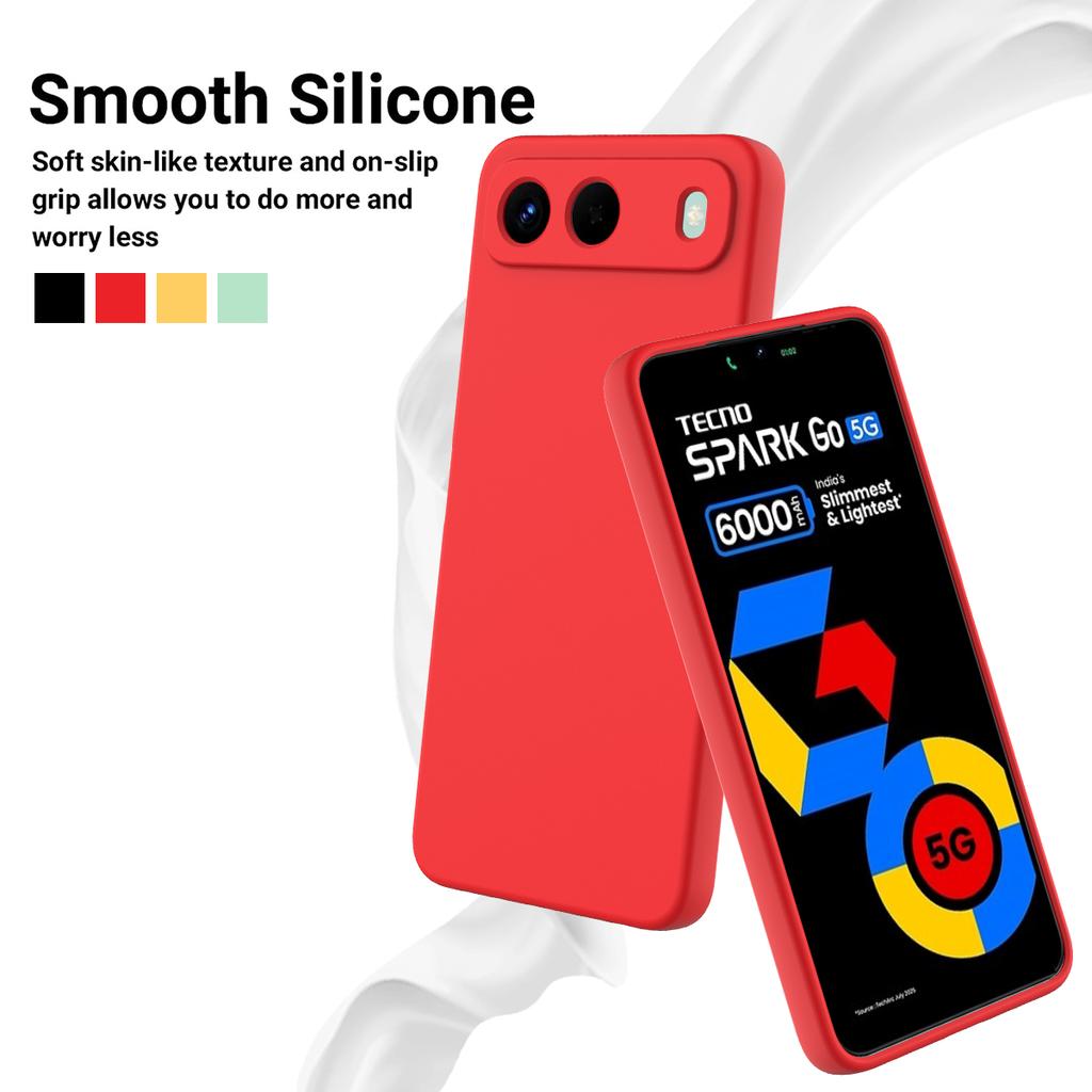 For TECNO Spark 40 5G Liquid Silicone Case Phone Back Cover with Hand Strap