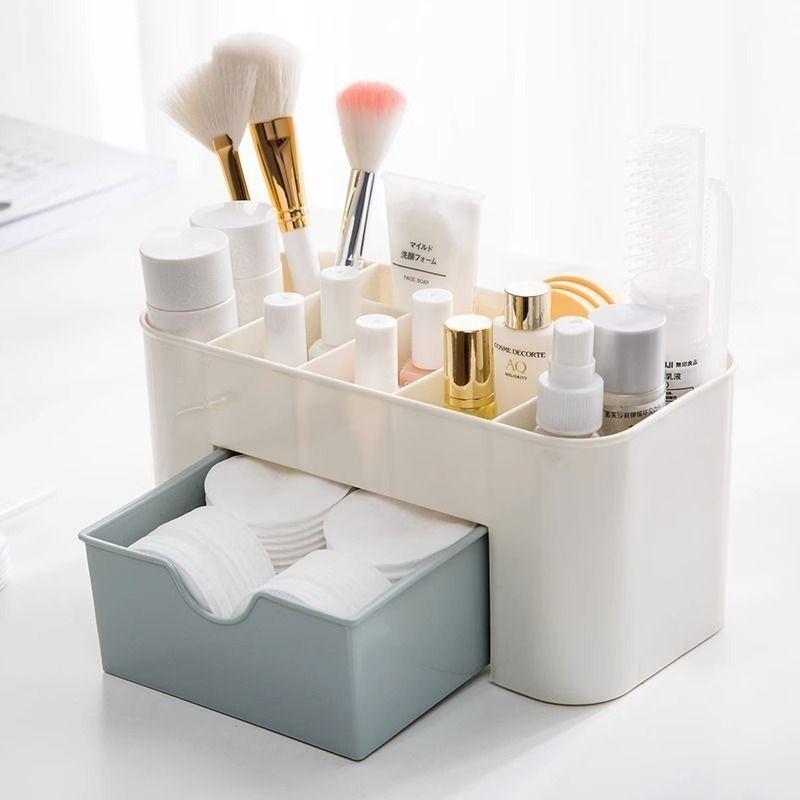 Drawer Cosmetics Storage Box Makeup Brush Finishing Box, Desktop Jewelry Skin Care Products Grid Dresser Text