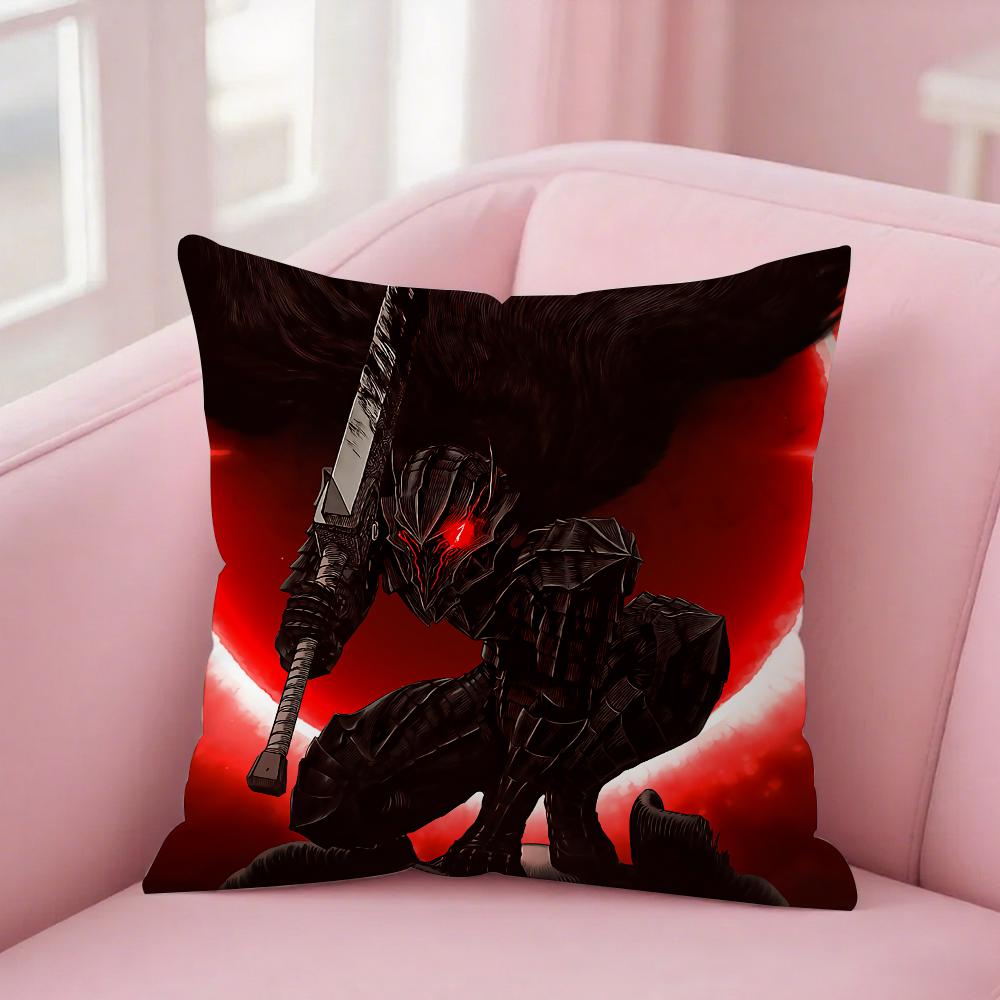 Retro Klassisch Anime Berserk Kissenbezug Quadratisch Beidseitiger Druck Kurzer Plüsch Sofakissenbezug Schlafzimmer Nachttischkissen