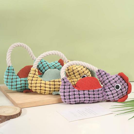 Pet Toy Seahorse Design Dog Boredom Buster Toy with Built-In Rattle Tug-of-War Teeth Cleaning Interactive Dog Toy
