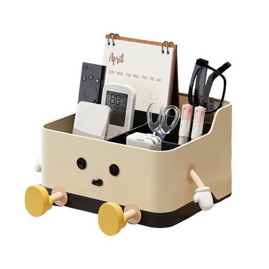 Desktop Storage Box Remote Control Holder Large Capacity Multiple Compartments Versatile Stationery Makeup Organizer