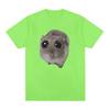 Funny Sad Hamster Meme Cry BiG Eye Cute Mouse  T Shirt Men Women Casual Short Sleeve T-shirts Tops 100% Cotton Oversized T-shirt