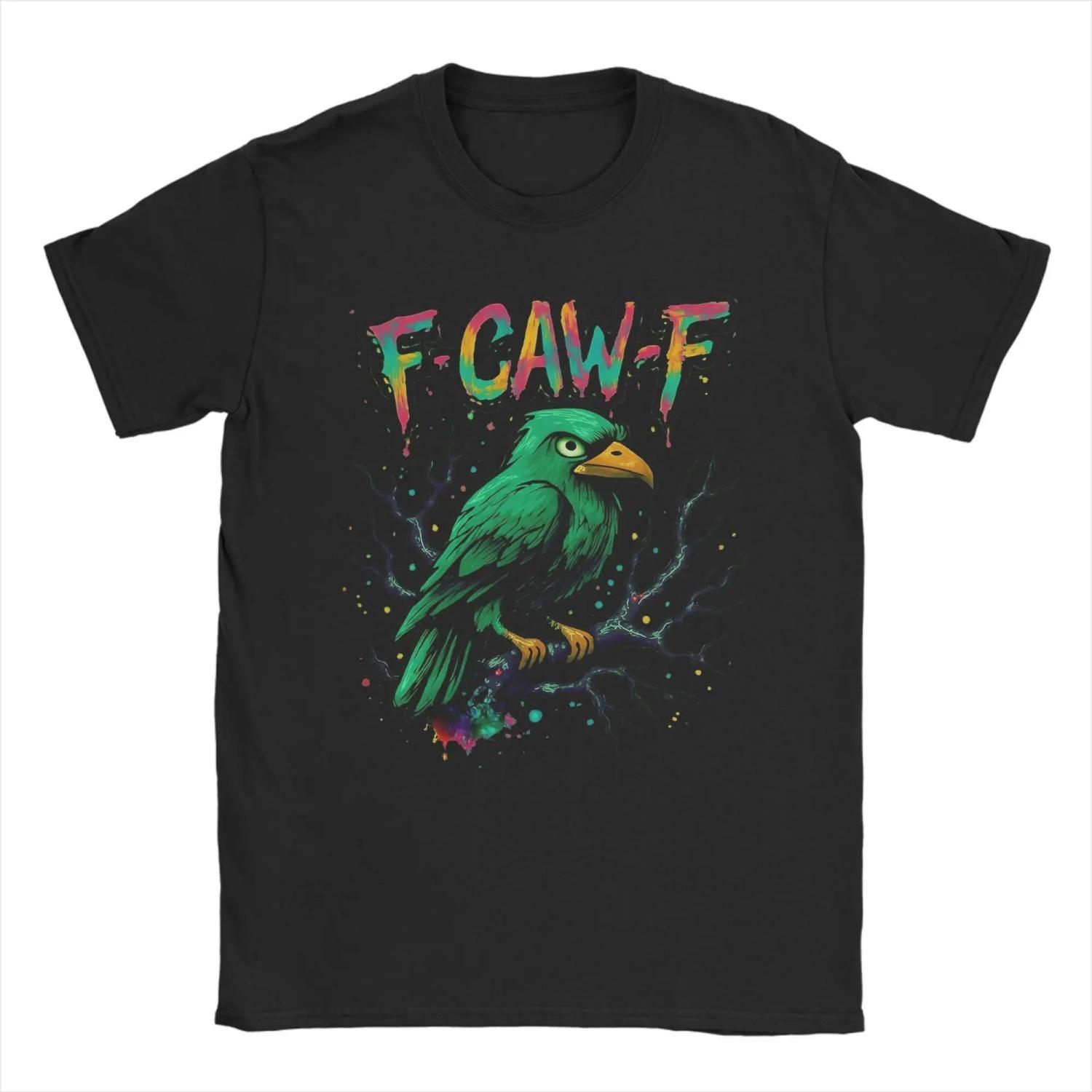 

T-Shirt F-Caw-F Raven Funny Bird Meme Vintage Cotton Tees Short Sleeve T Shirts Crewneck Tops Graphic S чёрный