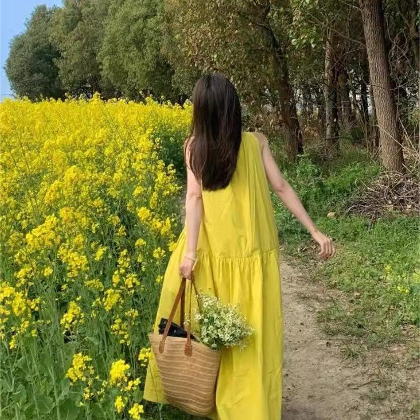 2026 Elegantes gelbes schulterfreies Neckholder-Sommerkleid für Damen