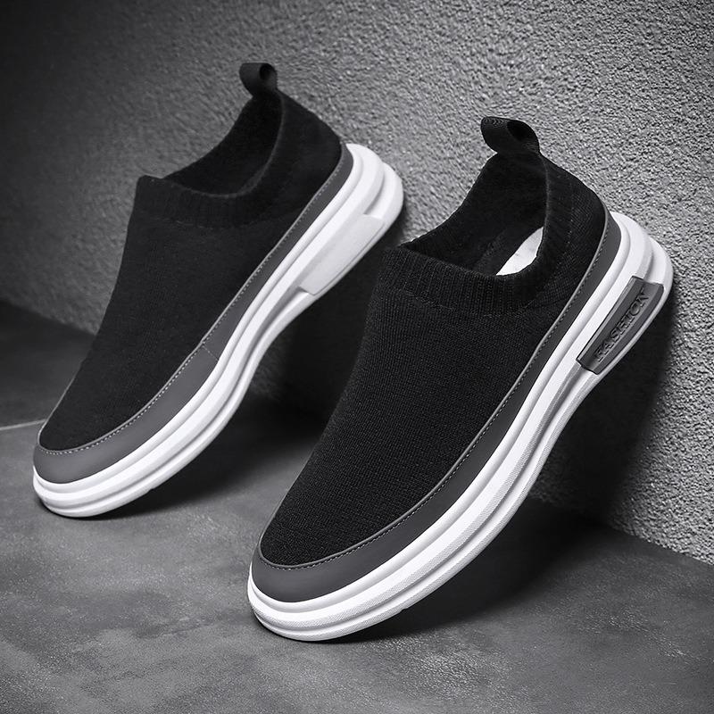 Men's shoes New men's casual sports shoes Flying woven mesh one pedal breathable board shoes Fashion student shoes