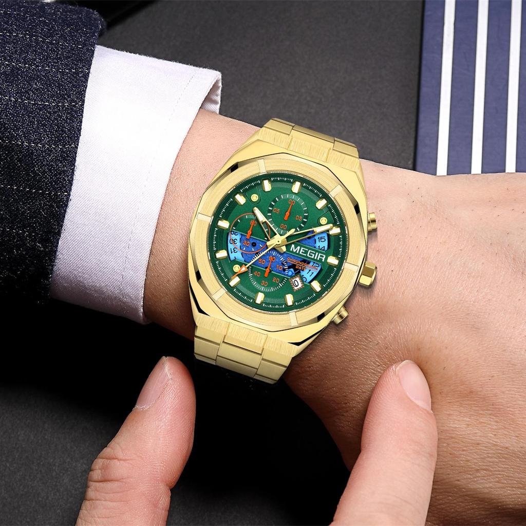 MEGIR Quartz Watches for Men Luxury Casual Business Wristwatch with Chronograph Waterproof Luminous Auto Date Reloj Hombre 2225
