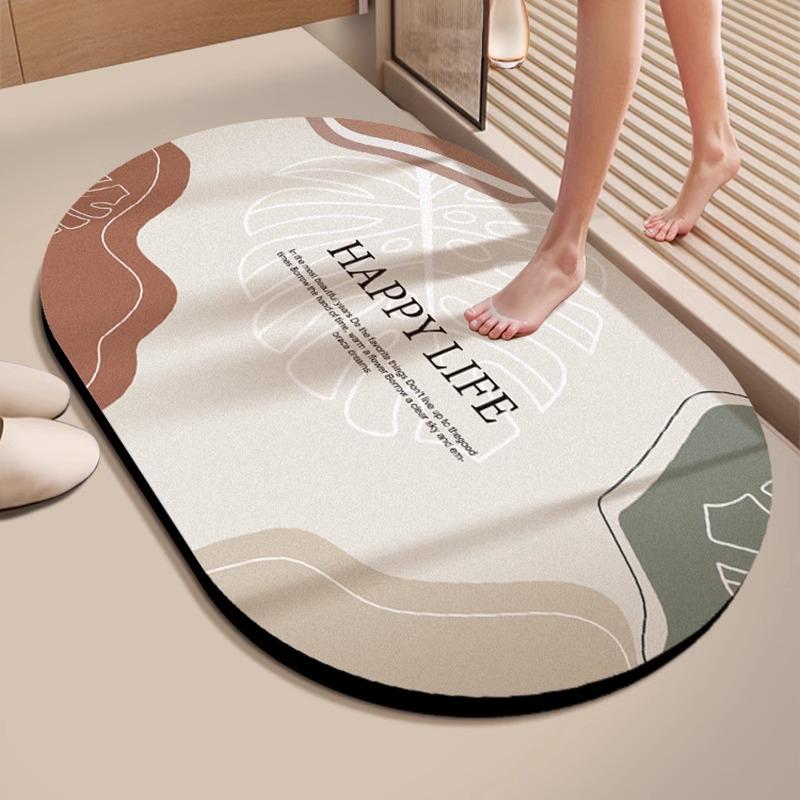 Anti-Slip Diatom Mud Bathroom Mat: Water-Absorbent, Stain-Resistant, Easy-Clean Floor Mat for Toilet Entrance