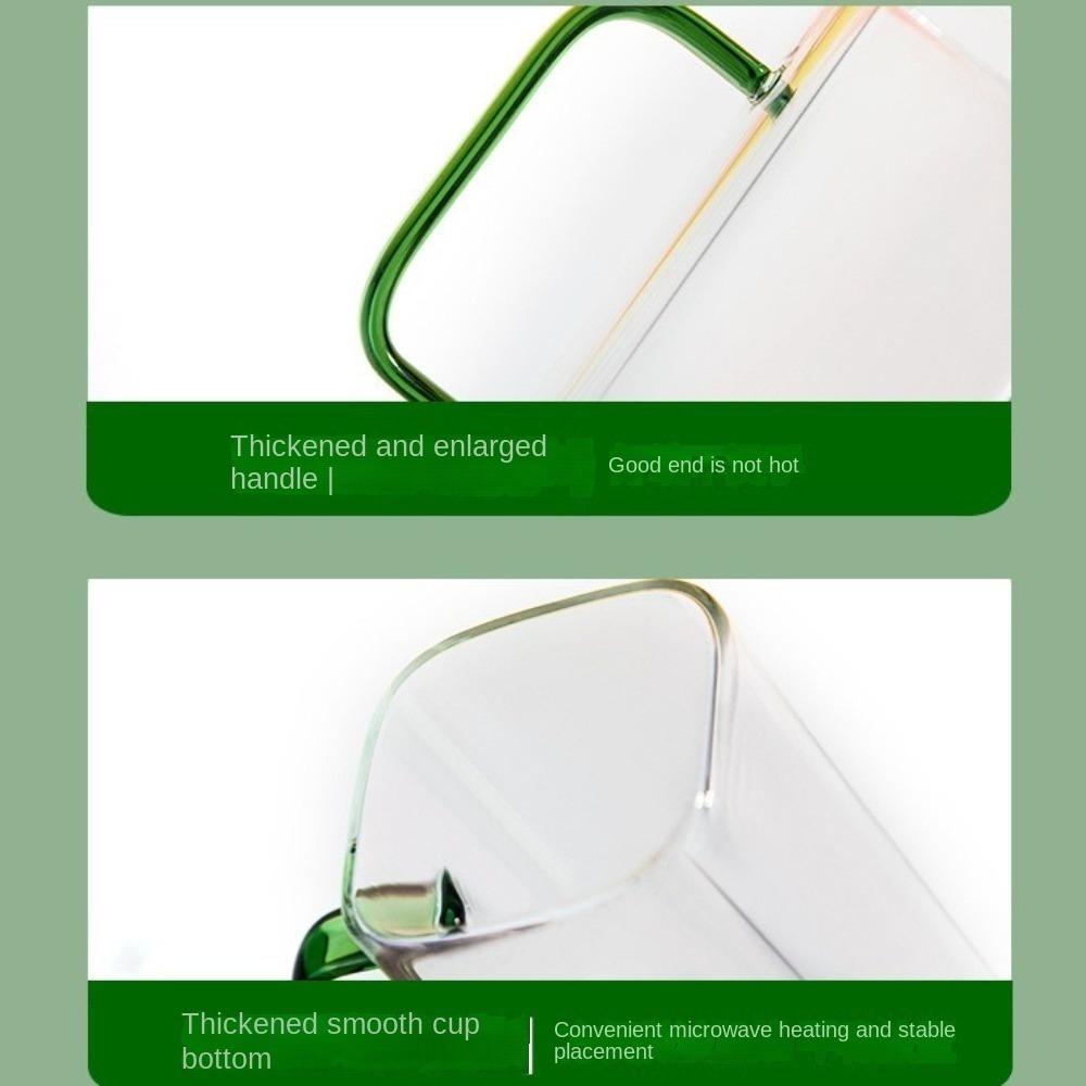 With Lid and Straw Transparent Glass Cup Square Juice Glass Couple Gifts Coffee Cup Home Bar