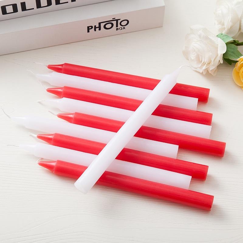 10 Pack Red and White Candles for Home Lighting, Daily Ordinary Candles, Non-romantic Wedding Long Pole Emergency Candles