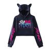 KPop Demon Hunters Characters Printed Women Hoodie Cat Ears Long Sleeve Crop Tops Saja Boys Trend Harajuku Streetwear Women's Clothing