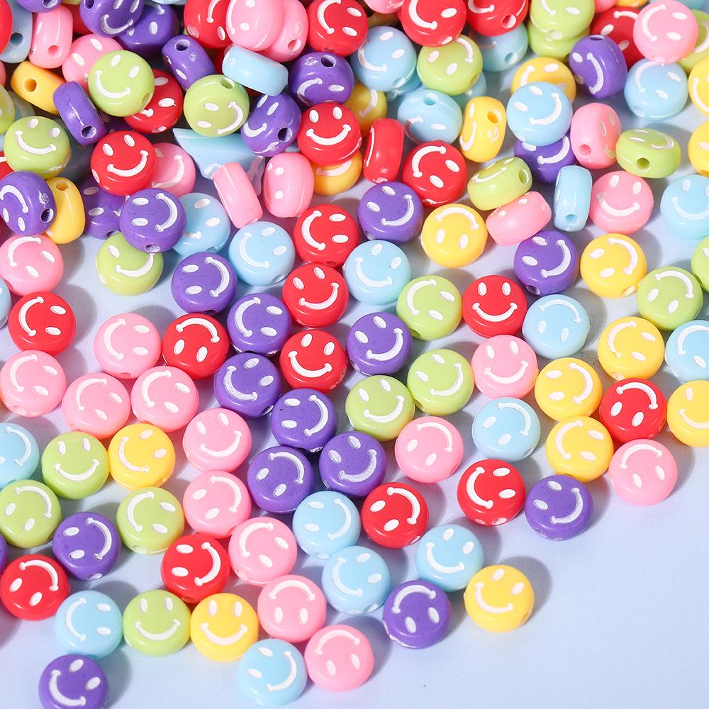 Smiley Face Acrylic Beads for DIY Jewelry - Round, Colored Beads for Children's Bracelets & Necklaces