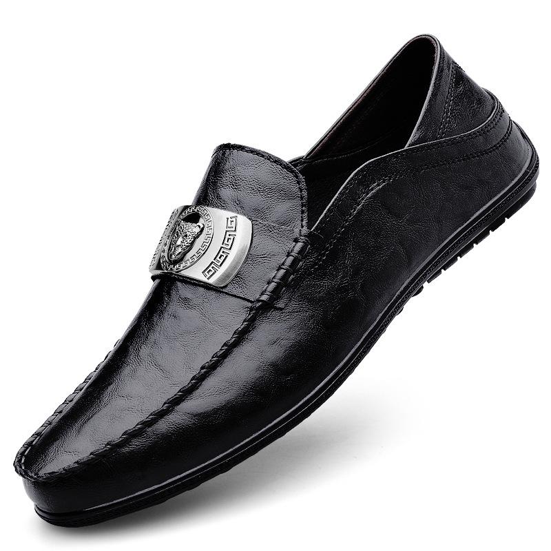 Men s Genuine Leather Breathable Summer Loafers - Stylish Perforated Casual Dual-Use Sandals 40
