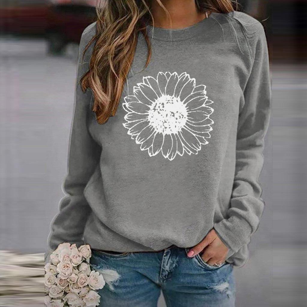 Women's Sweater Crew Neck Casual Loose Pullover Printed Long Sleeve Comfortable Long Sleeve T-Shirt