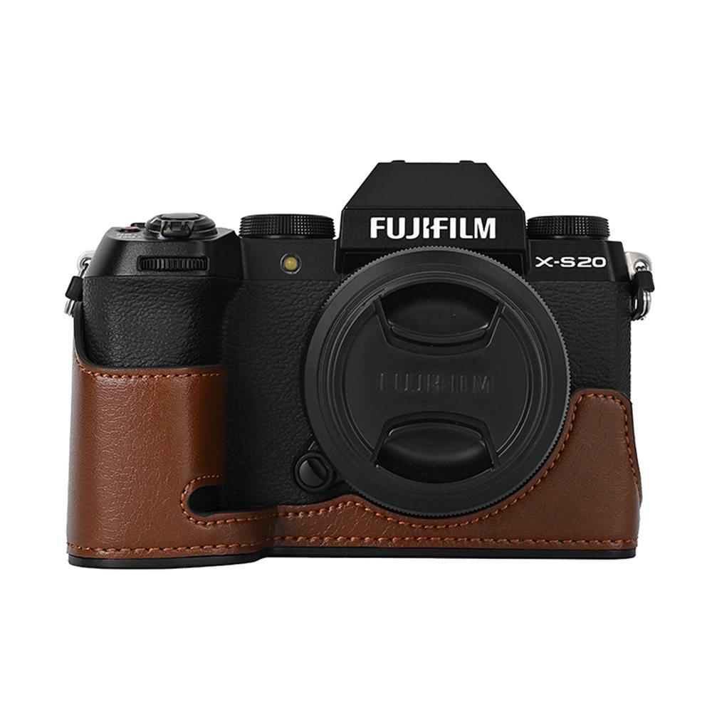 

PU Leather Camera Half Case for Fujifilm XS20 X-S20 Bottom Opening Protective Cover
