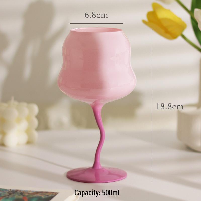 Macaron Candy Colorblock Stemmed Wine Glass – Retro Cream Dionysus Design