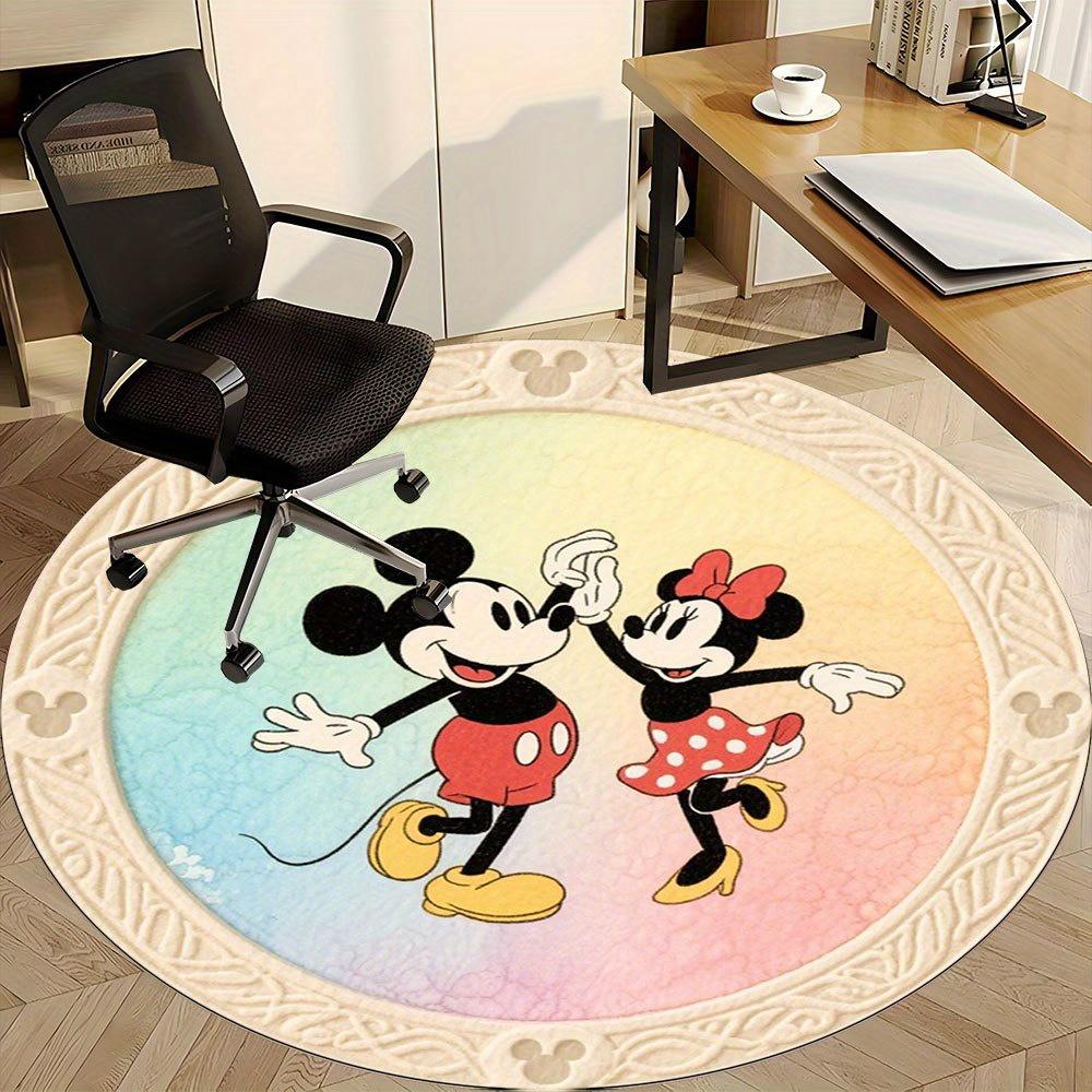 

1pc Disney Mickey & Minnie Mouse Round Rug - Pastel Gradient Design, Perfect for Home Office Decor, Non-Slip Carpet for Living Room or Bedroom, Cute C 80cm by 80cm