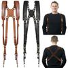 Double Shoulder Camera Strap Adjustable Dual Leather Rivet Camera Shoulder Belt Harness Outdoor Photography Tool For Canon Nikon