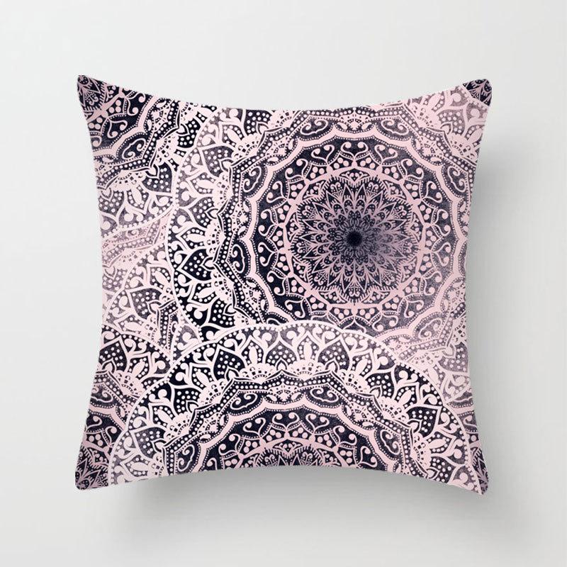 Bohemian Colorful Geometric Peach Skin Pillow Cover Retro Ethnic Style Cushion Cover Cushion Home