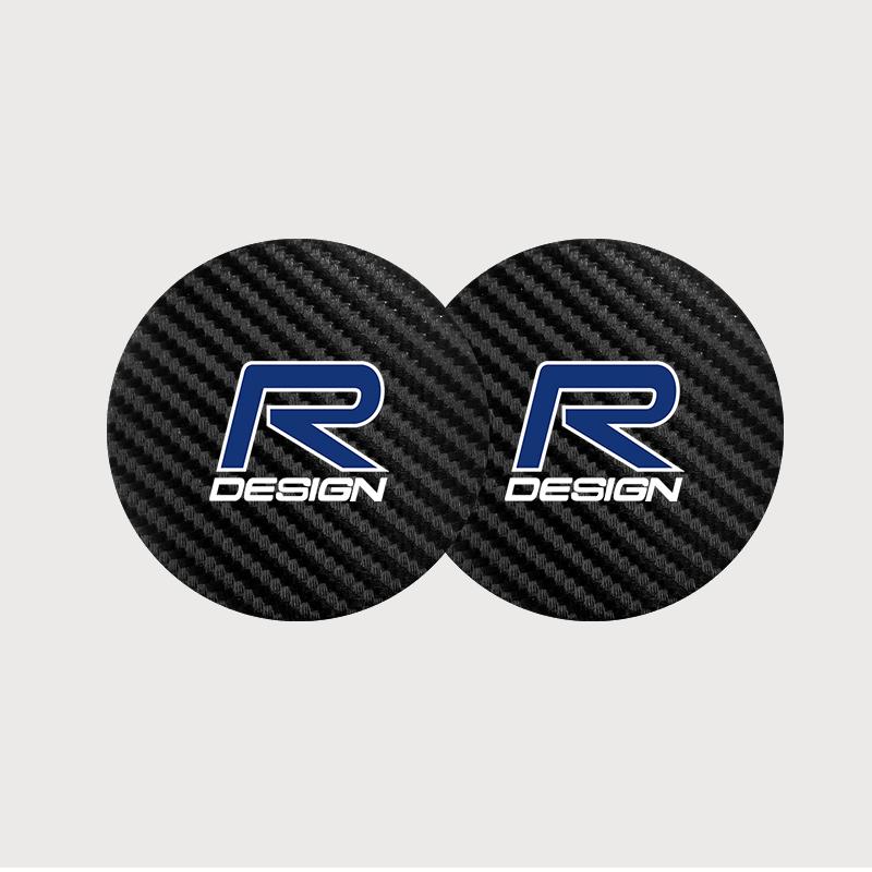 2Pcs Carbon Fiber Leather Coaster Car Water Cup Anti-slip Pad Mat Auto Interior For Volvo V50 XC90 V40 XC40 XC60 V60 AWD S80 C30