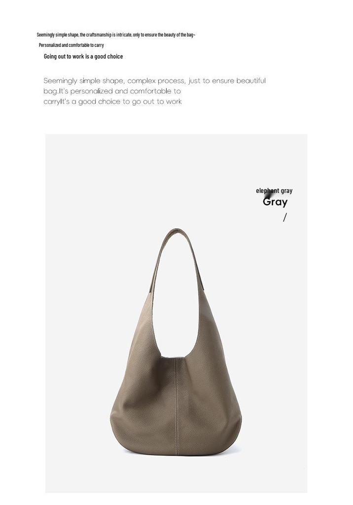 Women's Genuine Leather Large Capacity Underarm Tote Bag - Versatile, High-End Bucket Shoulder Bag for Commuting