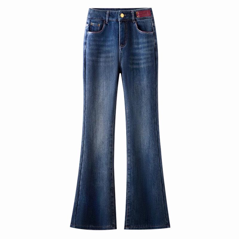 Nine-Point Vintage Plus Size Flared Jeans for Women - Autumn/Winter Collection