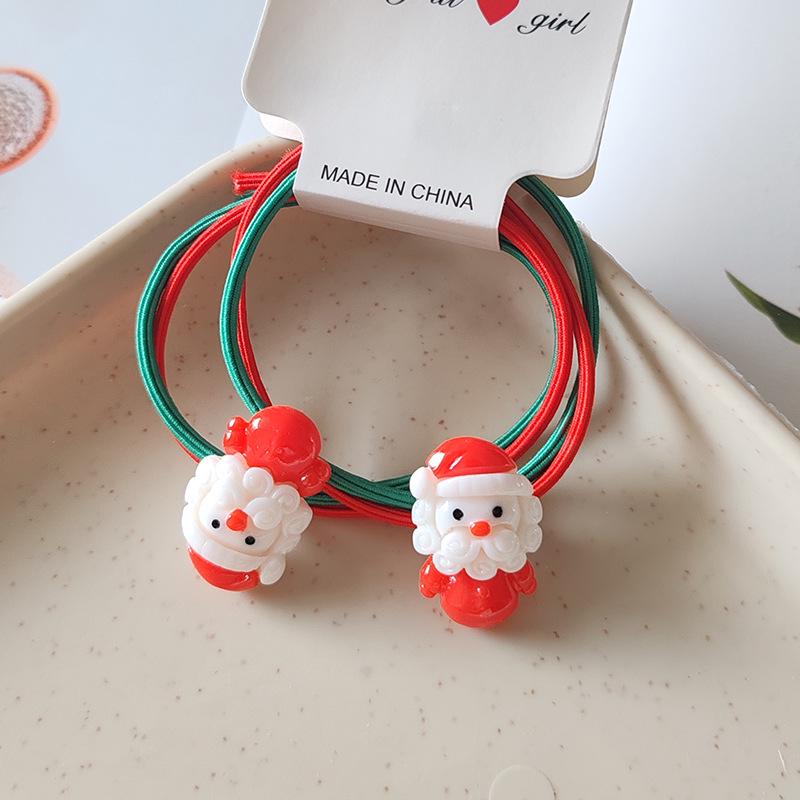 2024 Christmas Santa & Reindeer Hair Ties - High Elasticity (2-Pack)