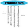 4Pcs 1/4" Hex Shank Four Flute Sawtooth Serrated Eccentric Twist Drill Bits with Carbide Tips Multiple Size 6/8/10/12mm