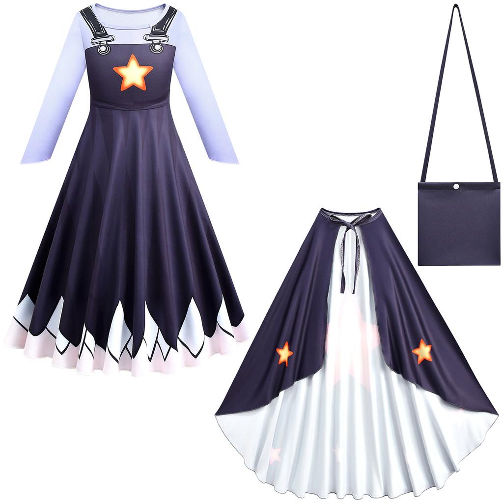 

83051 Kids Girls Lily Lovebraids Print Dress Cloak Bag Set Halloween Cosplay Costumes 100cm