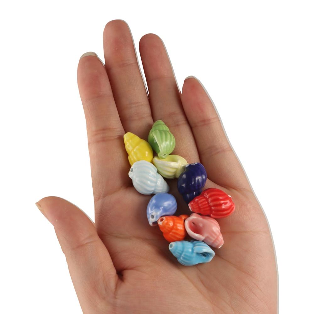 10Pcs Handmade Craft Conch Shell Bead Ceramic Jewelry Making Material  Gift