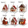 Decorative Christmas Snow House Pendant Elk Hanging Lighting Glowing Log Cabin Mini Christmas Tree LED Wooden Christmas House