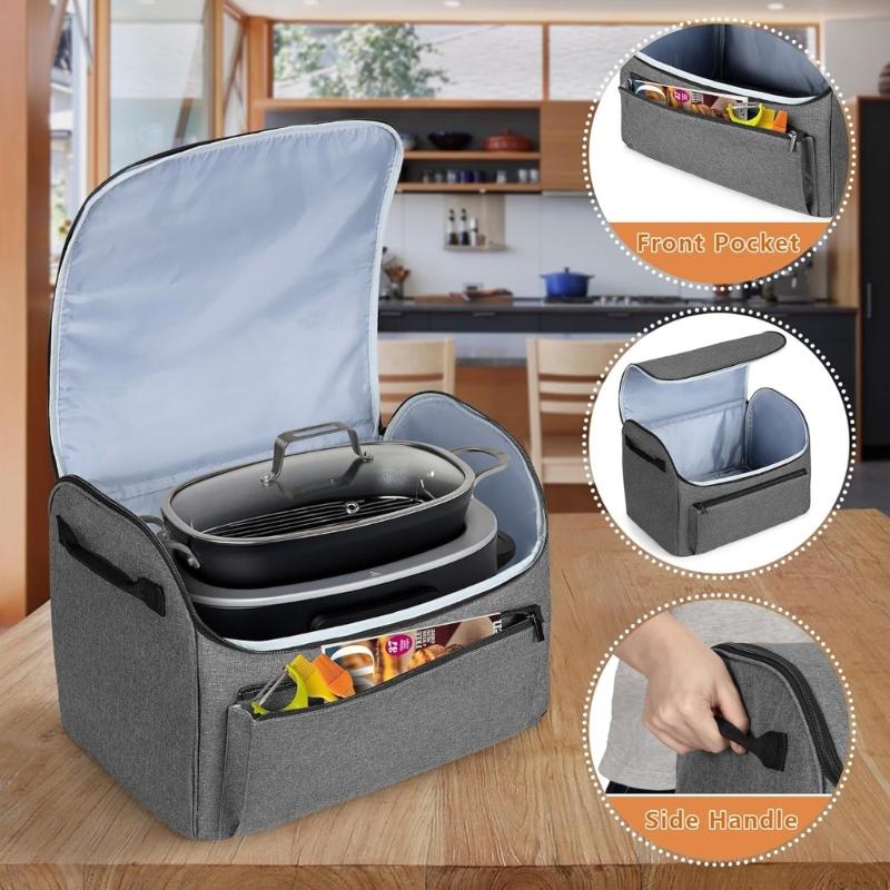 Practical Oversized Slow Cooker Organizers Case With Zippered Compartment and Padded Protective Lining Daily Use