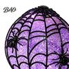 Glowing Table Lamp Halloween Ghost Glitter Ball Lamp, Spiderweb Faux Crystal Sphere Light, Desktop Night Purple Glow Spider for Holiday Party