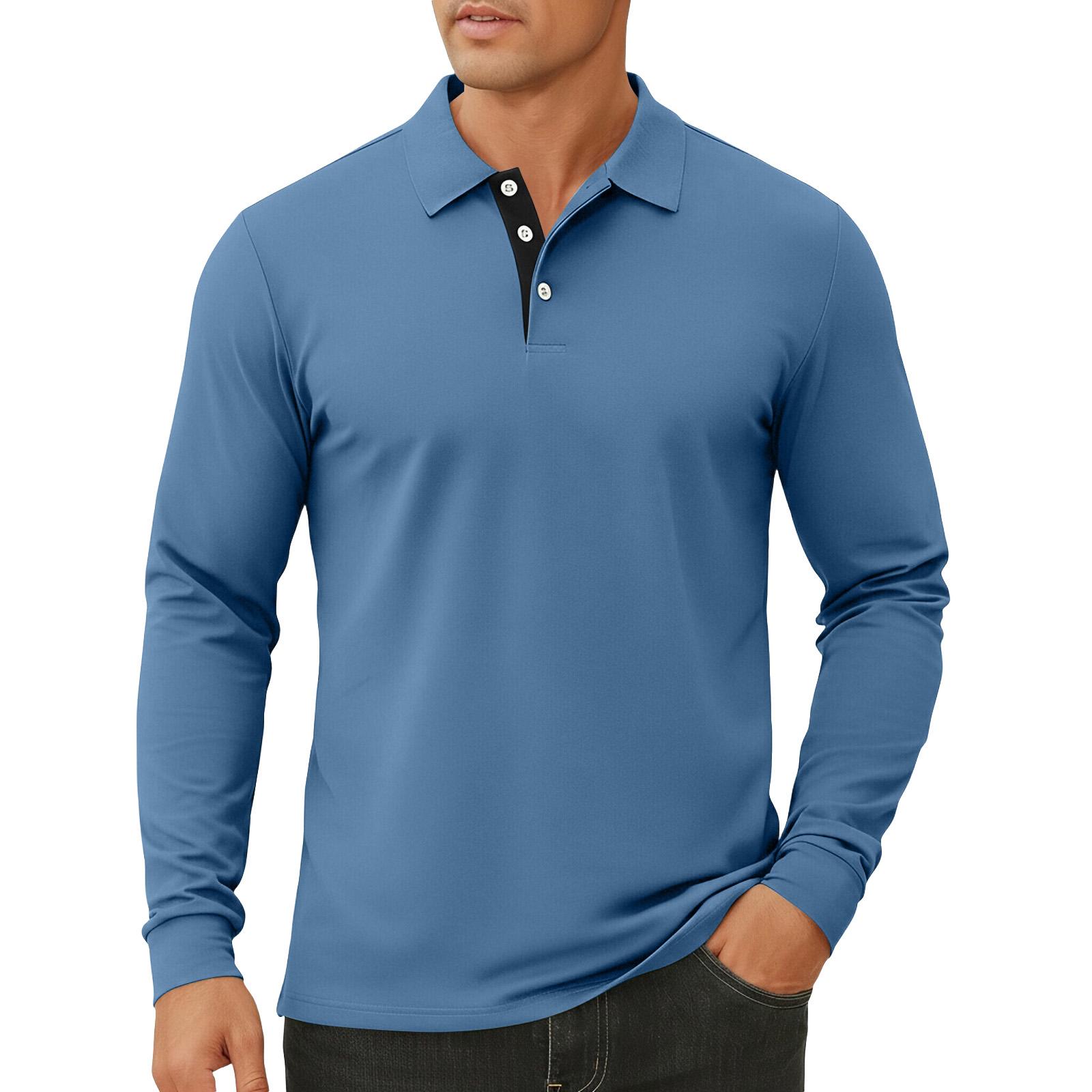 

Men s Color Button Lapel Long Sleeve Top Men s Casual Fashion Long Sleeve Top M
