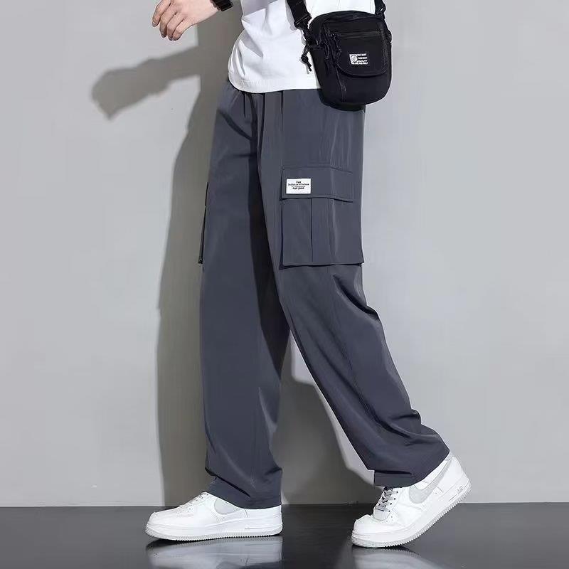 

Мужской летний легкий универсальный комбинезон: Модные американские прямые брюки, драпированные спортивные повседневные брюки XXL темно-серого