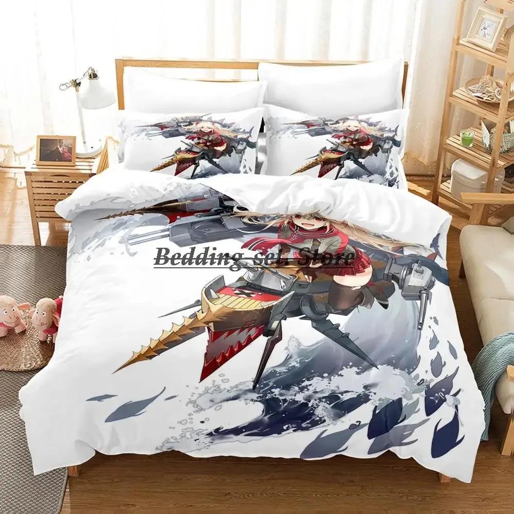 Azur Lane Bettwäsche Set Einzelbett Twin Full Queen King Size Bettset Aldult Kind Schlafzimmer Bettdeckenbezug Sets 3D Druck Anime Bettlaken Set