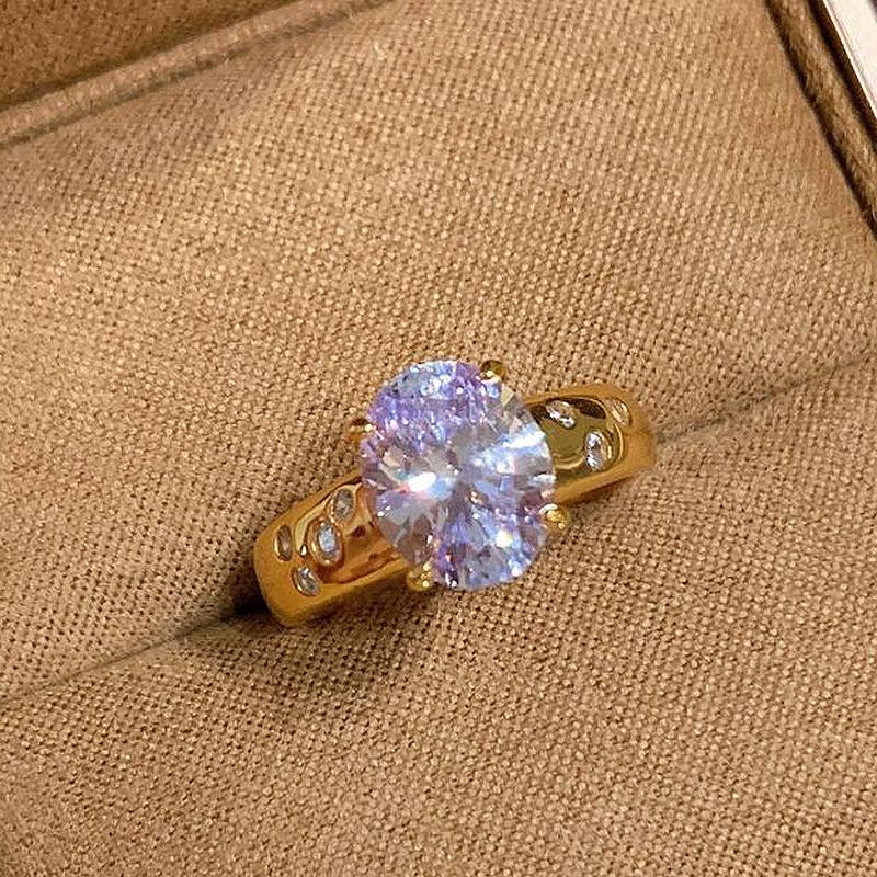 

Класичний дизайн Модний Простий Стиль Фіолетовий Цирконій Кільце Світло Розкіш Вишукані Кільця для жінок Вечірка Весілля Тонке resizable фіолетовий